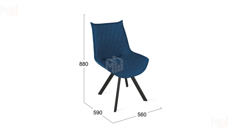 Стул Фэнди К2 Черный муар, Велюр Confetti Blue