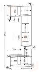 Прихожая Николь 1 Кашемир/Ручки-сатиновое золото