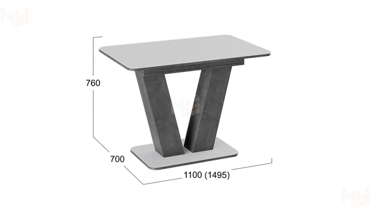 Стол раздвижной Чинзано Тип 1 Моод темный/стекло белое матовое