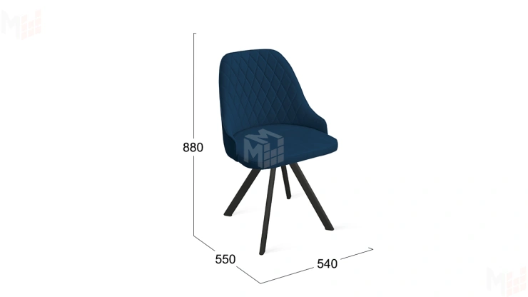 Стул Гранд К2 Черный муар, Велюр Confetti Blue