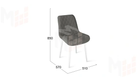 Стул OSCAR Белый муар, Велюр L002 серо-бежевый