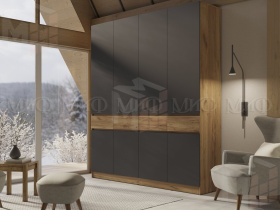 Шкаф Роджина 4-х створчатый (крафт золотой/графит)