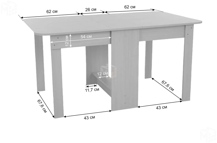 Стол-книжка раскладной ПВХ дуб сонома