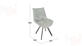 Стул Фэнди К4 Черный муар, Велюр Confetti Silver