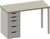 Стол письменный Ингар 1/5Т дуб беленый / белый