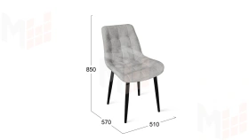 Стул BOSTON Черный муар, Велюр V004 светло-серый