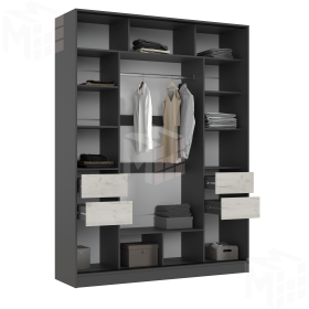 Шкаф-купе Роджинамиф (графит/дуб крафт белый)