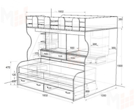 Кровать-чердак Фанки Кидз-19 + комод-лестница 13/8СВ