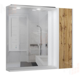 Шкаф-зеркало Uno 80 Дуб вотан Эл. левый/правый Домино 