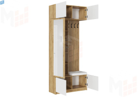 Прихожая Бостон со шкафом ШК-003 (МДФ белый глянец)