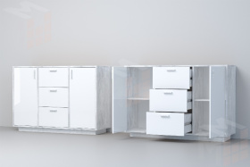 Комод К-2 ПД Эго  Бетон Светлый/Белый Глянец