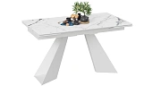 Стол обеденный Гермес Белый муар, Стекло глянцевое белый мрамор