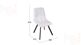 Стул Бруно (паук Т2) Черный муар матовый, Кожзам Белый