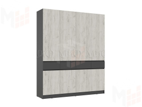 Шкаф Роджина 4-х створчатый (графит/крафт белый)