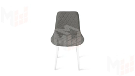 Стул OSCAR Белый муар, Велюр L002 серо-бежевый