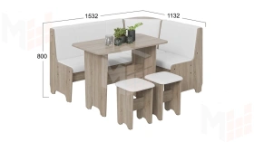 Кухонный уголок Техас Исп.1 Дуб Сонома трюфель, Экокожа белая