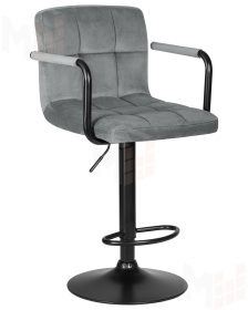 Стул барный DOBRIN KRUGER ARM BLACK (серый велюр (MJ9-75))