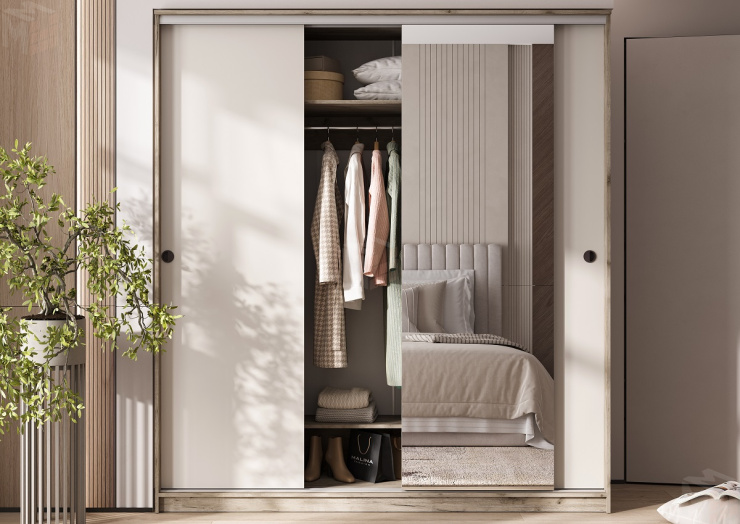 Шкаф-купе Альянс 2,0 крафт серый/кашемир