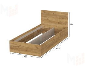 Кровать МСП-1 одинарная 0,9 x 2,0 Серия 2 Дуб Золотой