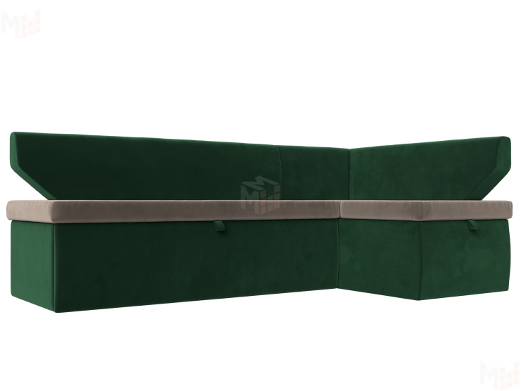 Кухонный угловой диван Омура правый угол (Коричневый\Зеленый)
