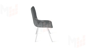 Стул Бруно (конус Т3) Белый муар, Кожзам Серый