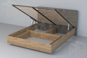 Кровать 031 Эго Дуб Крафт Золотой/Камень Темный (ЛДСП) ПМ 1400х2000