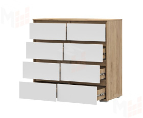 Комод Хелен КМ 04 8 ящиков дуб крафт золото -  белый