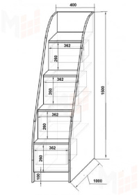 Кровать-чердак Фанки Кидз Классика ФКК-4/1 + тумба-лестница ФКК-13/8СВ