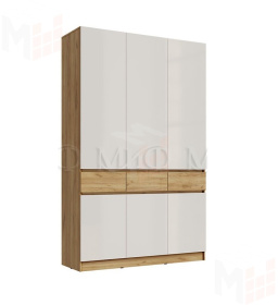 Шкаф Роджина 3-х створчатый (дуб крафт/белый глянец)