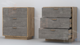 Комод К-3  ПД Эго Дуб Крафт Золотой/Камень Темный