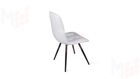 Стул Бруно (конус Т3) Черный муар матовый, Кожзам Белый