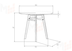 Стол обеденный DOBRIN ALBERT'90 (белая столешница, основание светлый бук)