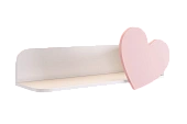 Полка навесная Сердечко белое дерево/пудра розовая