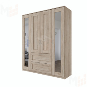 Шкаф Сириус 4 двери 1 ящик (2 зеркала) сонома