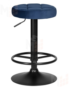Табурет барный DOBRIN BRUNO BLACK (синий велюр (MJ9-117))