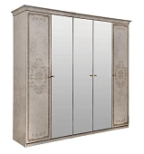 Шкаф Патрисия 5-дверный (2+1+2) с зеркалом крем корень глянец