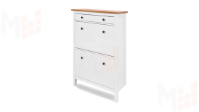 Тумба для обуви из массива Кымор 89 с ящиком, белый/светло-коричневый