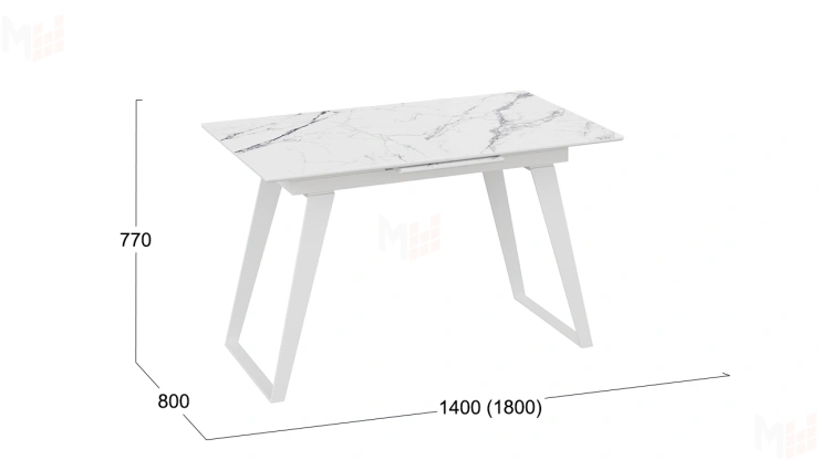 Стол обеденный Техно Белый муар, Стекло глянцевое белый мрамор