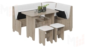 Кухонный уголок Техас Исп.1 Дуб Сонома трюфель, Экокожа белая