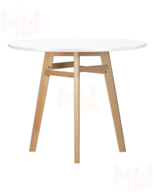 Стол обеденный DOBRIN ALBERT'90 (белая столешница, основание светлый бук)