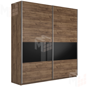Шкаф-купе Прайм Широкий 2-х дверный 220 см, Крафт табачный/Черное стекло