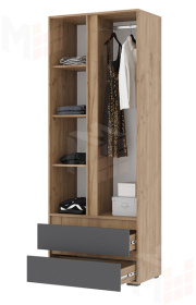 Шкаф 2х створчатый Хелен ШК 01 дуб крафт золото - серый графит