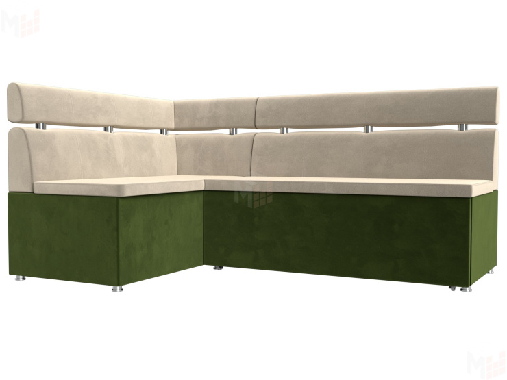 Кухонный угловой диван Классик левый угол (Бежевый\Зеленый)