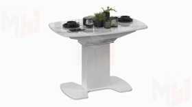 Стол обеденный Портофино - СМ(ТД)-105.01.11(1) Белый глянец, Стекло глянцевое белый мрамор