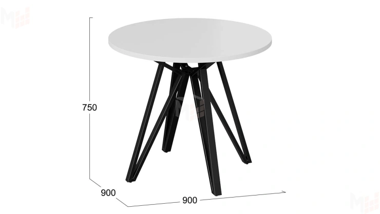 Стол обеденный Ройс Тип 2 Черный муар/Белый