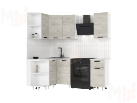 Кухня Рио New угловая 2,0*1,3 м (490) Дуб крафт белый, Белый (Антарес)