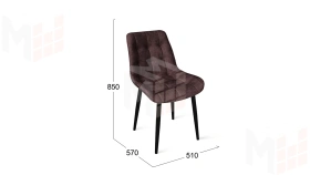 Стул BOSTON Черный муар, Велюр V002 бургундия