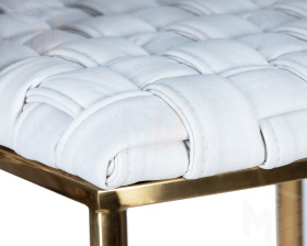 Стул барный DOBRIN EMMA GOLD (белый PU (T-01), белая ткань (F-49))