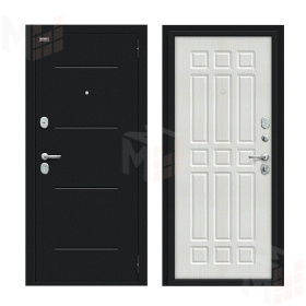 Входная металлическая дверь Мило Букле черное/Bianco Veralinga