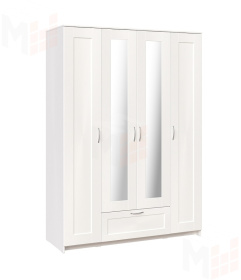Шкаф Сириус 4 двери 1 ящик (2 зеркала) высокий, белый